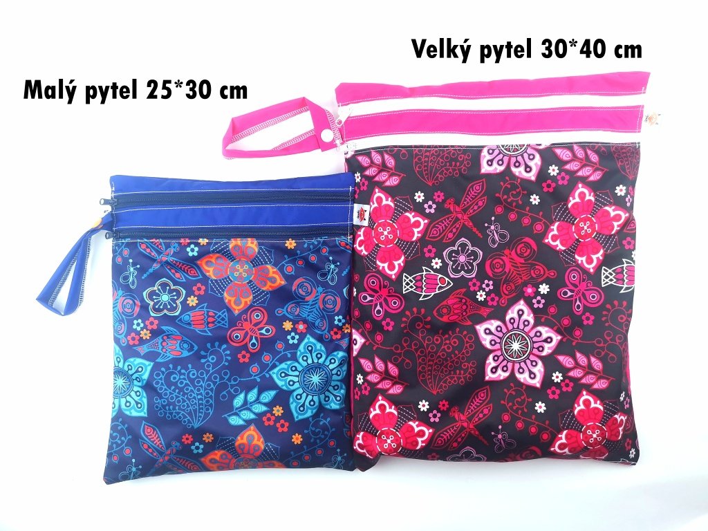 Dvoukomorový PUL pytel Fox-plenky VELKÝ 30x40 - Vlčí máky