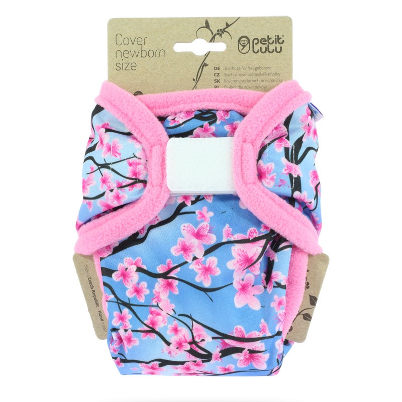 Novorozenecké svrchní PUL kalhotky Petit Lulu na suchý zip - Sakura