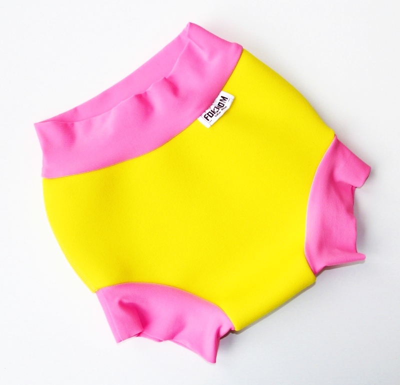 Neoprenové plavky Swim nappy vel. M - žluté s růžovou