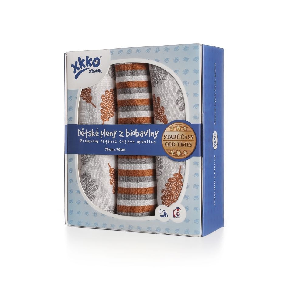 Dětské pleny z biobavlny KIKKO Organic 70x70 Staré časy - Dub