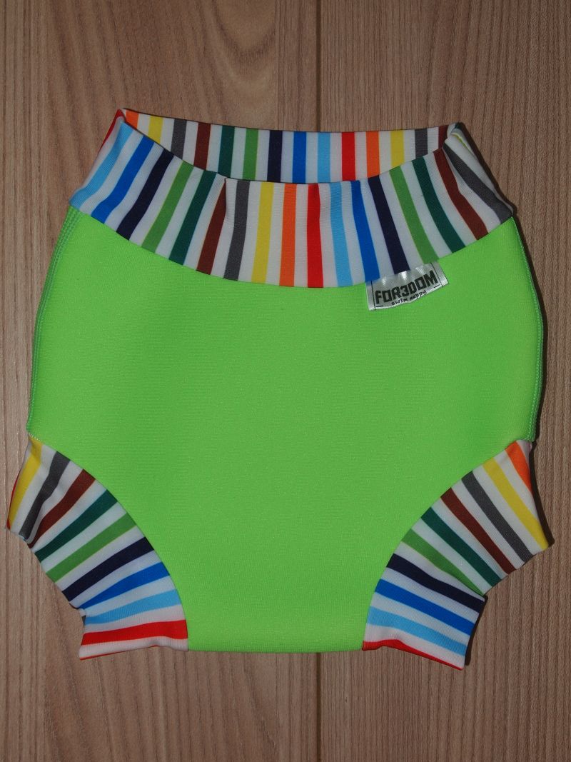 Swim nappy - neonově zelené s pruhy, velikost S