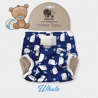 Svrchní PUL kalhotky Bambi Roxy na suchý zip (nová generace) - Whale