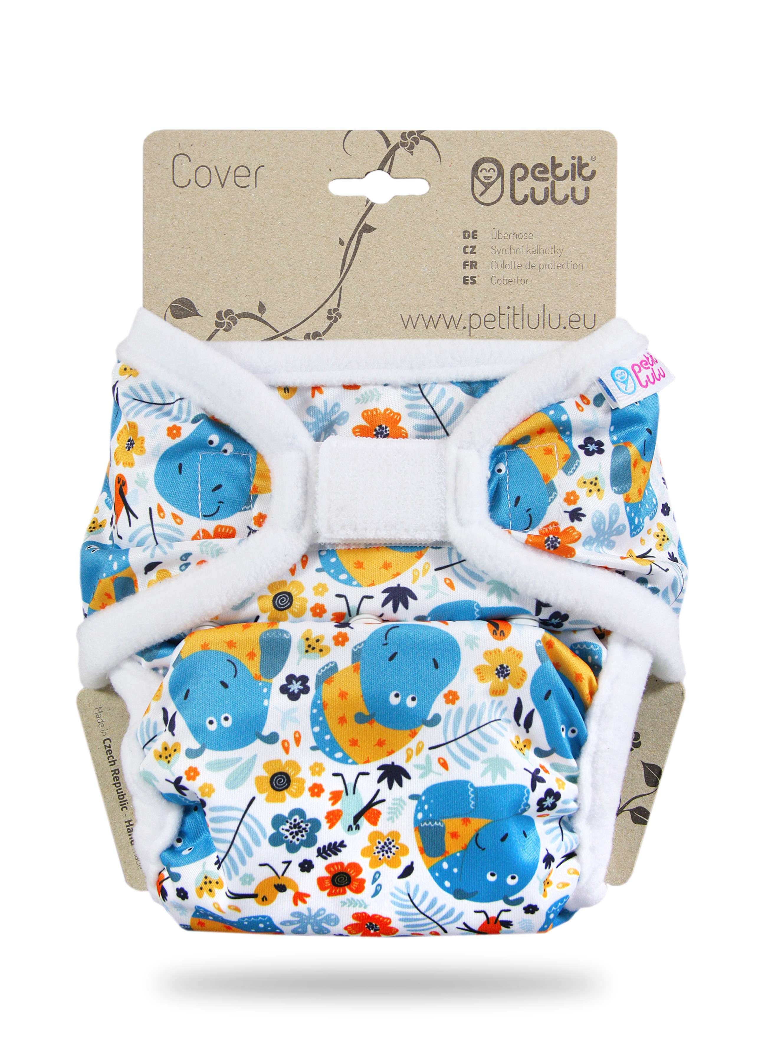 Svrchní PUL kalhotky Petit Lulu XL na suchý zip - Hroši v triku