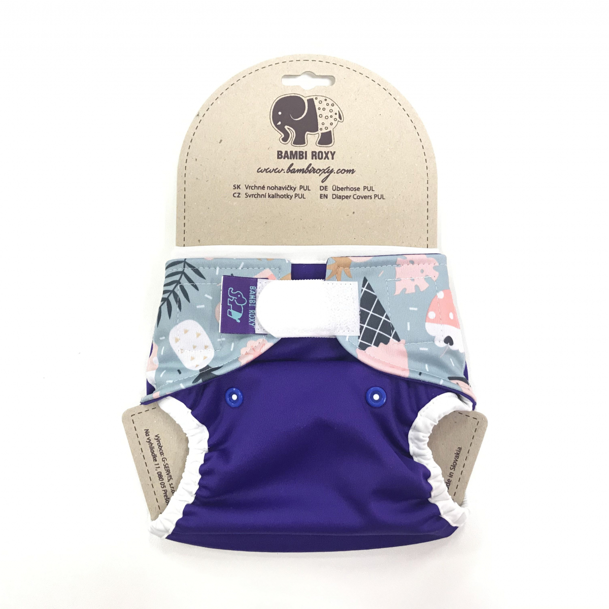 Novorozenecké svrchní PUL kalhotky Bambi Roxy na suchý zip - Ice cream on purple