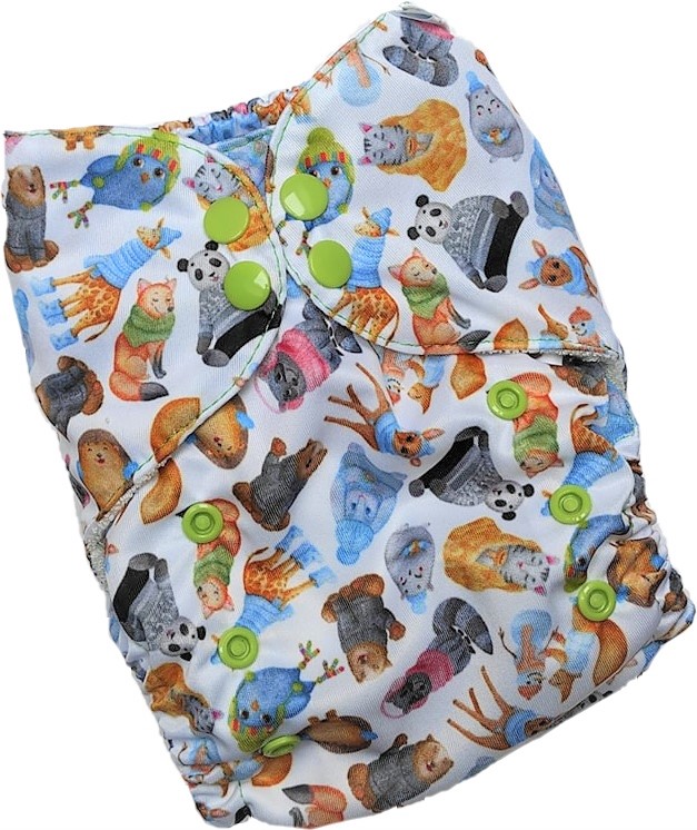 AIO Katyv Baby na patentky (prodyšný PUL, kapsa) - Zimní zvířátka