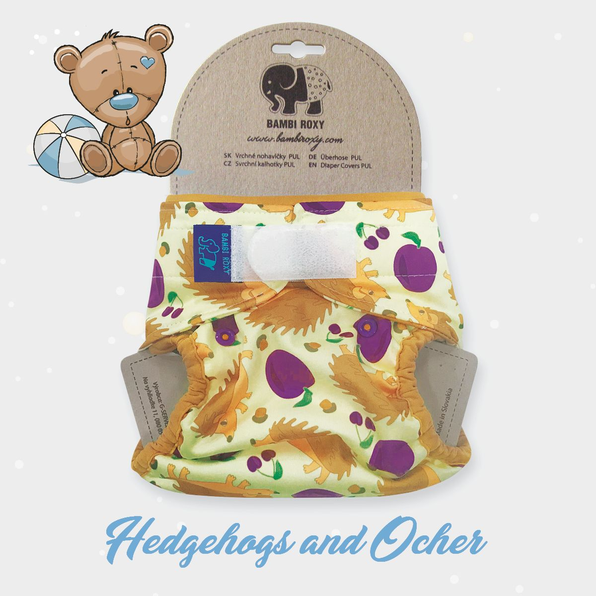 Svrchní PUL kalhotky Bambi Roxy na suchý zip (nová generace) - Hodgehogs