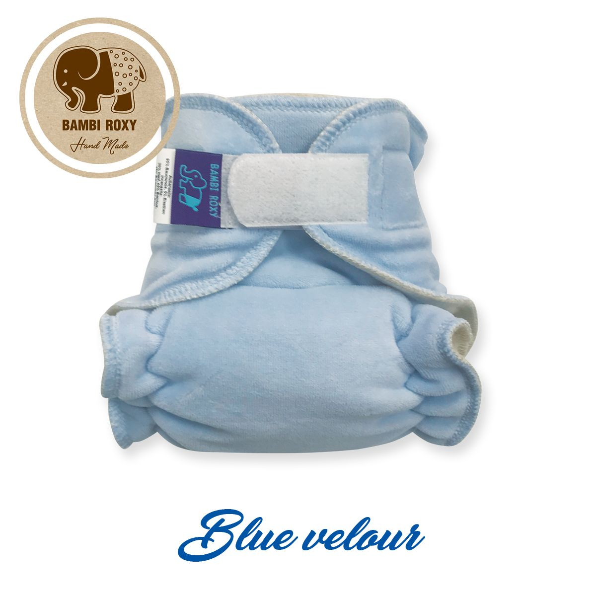 Noční kalhotová plena Bambi Roxy na suchý zip - Blue velur
