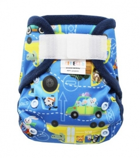 Svrchní PUL kalhotky Mini Breberky na sz (flees, bez křidélek) - Zvířátka v dopravě
