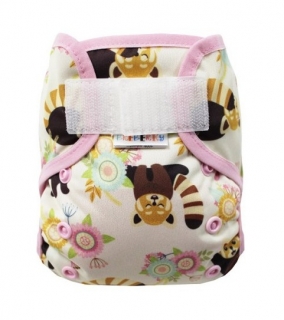 Svrchní PUL kalhotky Mini XS Breberky na sz (bez křidélek, gumička) - Panda červená
